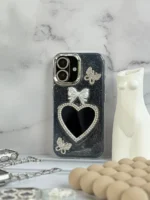 قاب شاینی قلب آینه ای با محافظ لنز رینگی نگینی (کدC1889) - تصویر 2