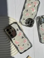 قاب کرومی پروانه و قلب صورتی آیفون و اندرویدی (کدC1825) - تصویر 5