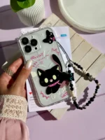 قاب گربه مشکی گوش دار با آویز (کدC2131) - تصویر 6