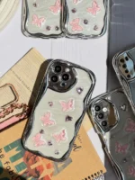 قاب کرومی پروانه و قلب صورتی آیفون و اندرویدی (کدC1825) - تصویر 4