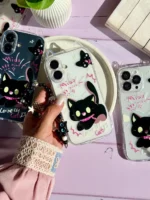 قاب گربه مشکی گوش دار با آویز (کدC2131) - تصویر 4