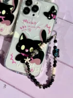 قاب گربه مشکی گوش دار با آویز (کدC2131)