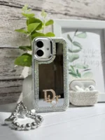 قاب Dior آینه ای دور نگین با آویز قلبی پاپیونی (کدC1989) - تصویر 2