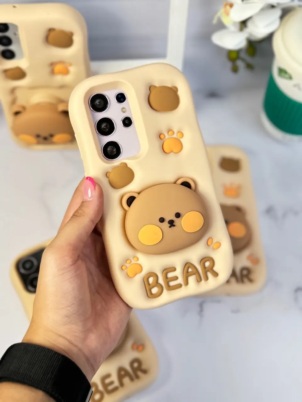 c1e3c1 قاب Bear سیلیکونی استند شو آیفون ، سامسونگ ، شیائومی (کدC1519) - تصویر 1